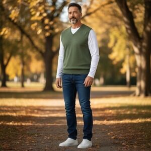 Peter Millar Merino Wool V-Neck Sweater Vest Mens Medium Golf Preppy EUC